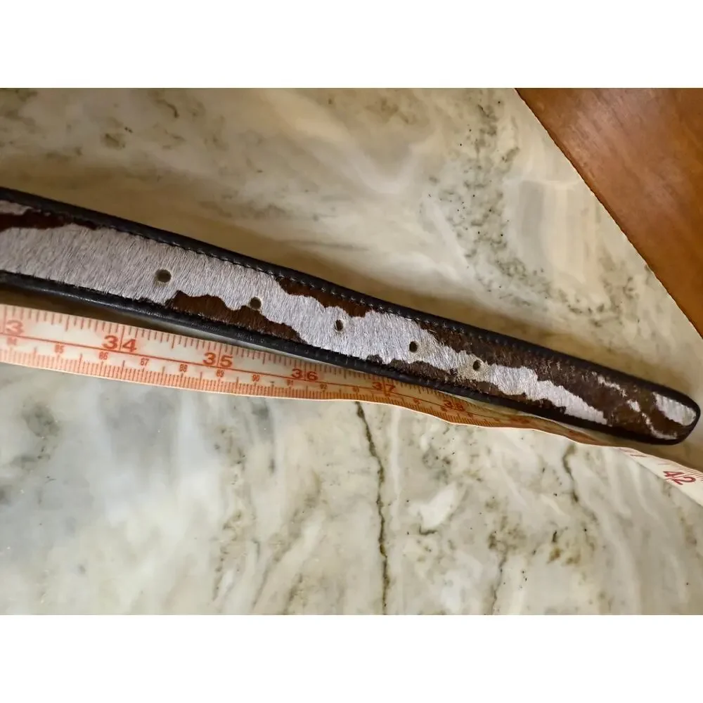 Ann Taylor Leather Belt Calf Hair Cow Print L